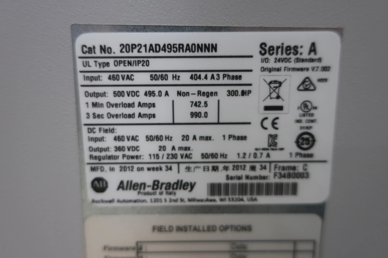 Allen Bradley 20P41AB360RA0NNN